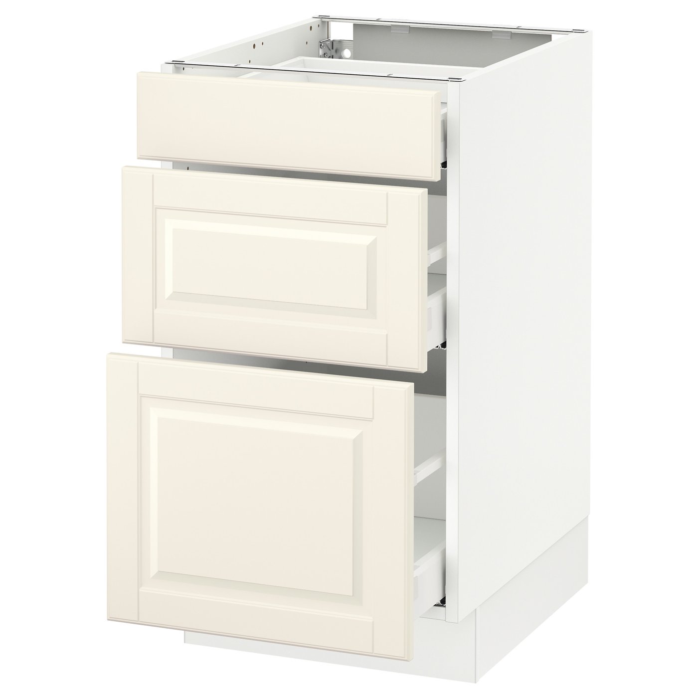 SEKTION base cabinet with 3 drawers, white Maximera/Bodbyn off-white ...