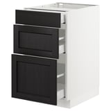 SEKTION Base cabinet with 3 drawers, white Maximera/Lerhyttan black stained, 18x24x30 "