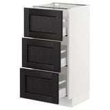 SEKTION Base cabinet with 3 drawers, white Maximera/Lerhyttan black stained, 15x15x30 "