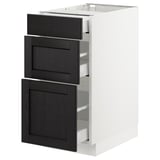 SEKTION Base cabinet with 3 drawers, white Maximera/Lerhyttan black stained, 15x24x30 "