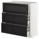 SEKTION Base cabinet with 3 drawers, white Maximera/Lerhyttan black stained, 30x15x30 "