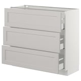 SEKTION Base cabinet with 3 drawers, white Maximera/Lerhyttan light gray, 36x15x30 "