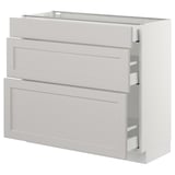 SEKTION Base cabinet with 3 drawers, white Maximera/Lerhyttan light gray, 36x15x30 "