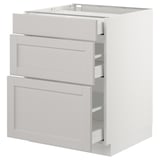 SEKTION Base cabinet with 3 drawers, white Maximera/Lerhyttan light gray, 24x24x30 "