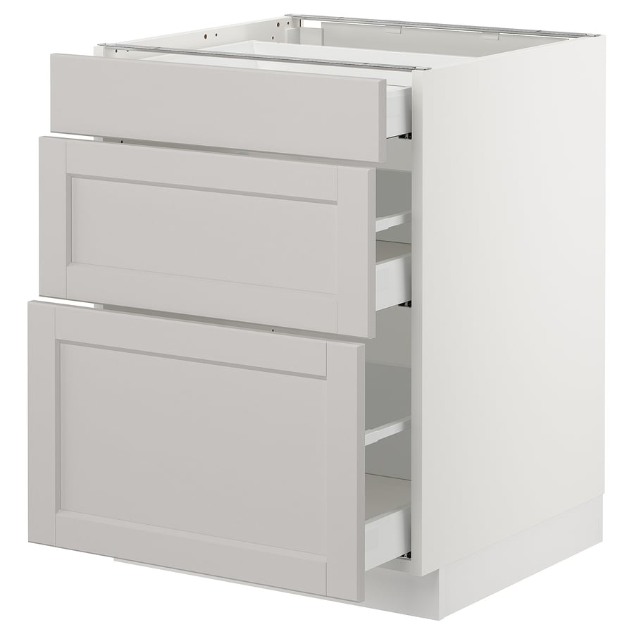 SEKTION base with 3 drawers, white Maximera/Lerhyttan light