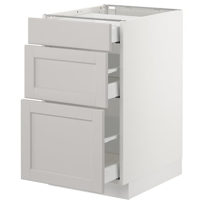 SEKTION Base cabinet with 3 drawers, white Maximera/Lerhyttan light gray, 18x24x30 "