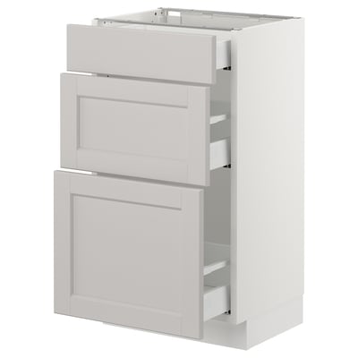 SEKTION Base cabinet with 3 drawers, white Maximera/Lerhyttan light gray, 18x15x30 "