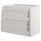 SEKTION Base cabinet with 3 drawers, white Maximera/Lerhyttan light gray, 36x24x30 "