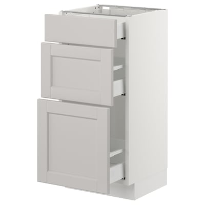 SEKTION Base cabinet with 3 drawers, white Maximera/Lerhyttan light gray, 15x15x30 "