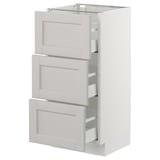 SEKTION Base cabinet with 3 drawers, white Maximera/Lerhyttan light gray, 15x15x30 "