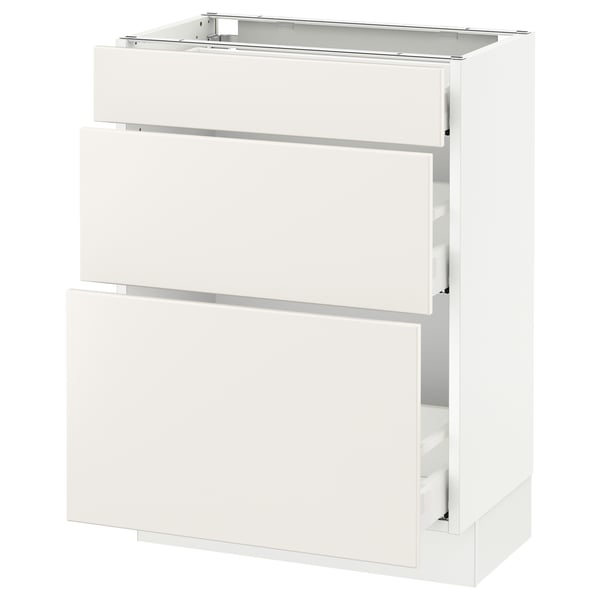 SEKTION Base cabinet with 3 drawers, white Maximera/Veddinge white, 24x15x30 "