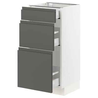 SEKTION Base cabinet with 3 drawers, white Maximera/Voxtorp dark gray, 15x15x30 "