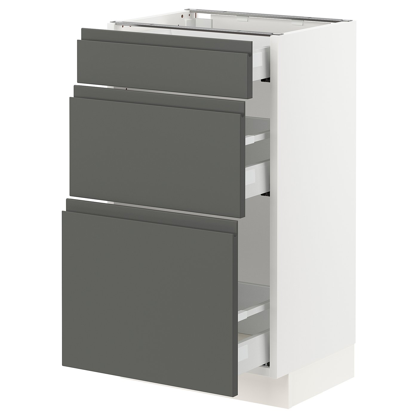 SEKTION base cabinet with 3 drawers, white Maximera/Voxtorp dark