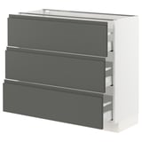 SEKTION Base cabinet with 3 drawers, white Maximera/Voxtorp dark gray, 36x15x30 "