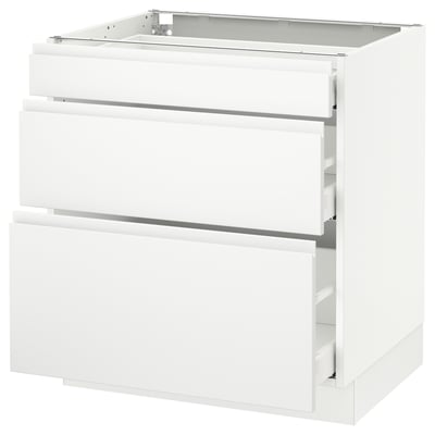 SEKTION Base cabinet with 3 drawers, white Maximera/Voxtorp matte white, 30x24x30 "