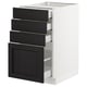 SEKTION kitchen cabinet in black with three drawers and one door, sleek modern design.