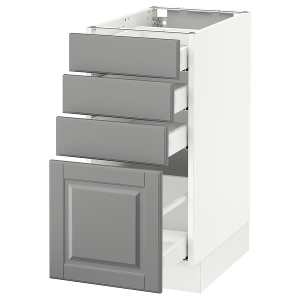 SEKTION Base cabinet with 4 drawers, white Maximera/Bodbyn gray, 15x24x30 "