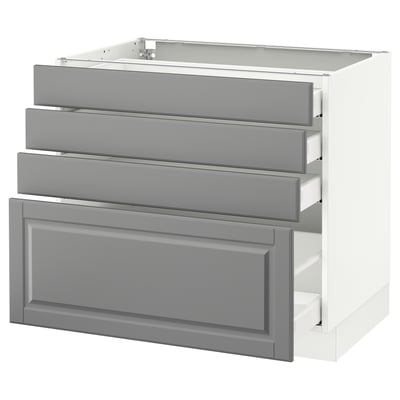 SEKTION Base cabinet with 4 drawers, white Maximera/Bodbyn gray, 36x24x30 "