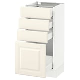 SEKTION Base cabinet with 4 drawers, white Maximera/Bodbyn off-white, 15x15x30 "