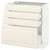 SEKTION Base cabinet with 4 drawers, white Maximera/Bodbyn off-white, 30x15x30 "