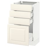 SEKTION Base cabinet with 4 drawers, white Maximera/Bodbyn off-white, 18x15x30 "