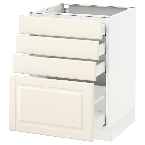 SEKTION Base cabinet with 4 drawers, white Maximera/Bodbyn off-white, 24x24x30 "