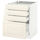 SEKTION Base cabinet with 4 drawers, white Maximera/Bodbyn off-white, 24x24x30 "