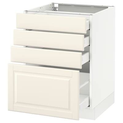 SEKTION Base cabinet with 4 drawers, white Maximera/Bodbyn off-white, 24x24x30 "