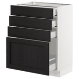 SEKTION Base cabinet with 4 drawers, white Maximera/Lerhyttan black stained, 24x15x30 "