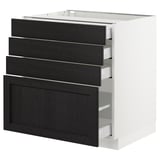 SEKTION Base cabinet with 4 drawers, white Maximera/Lerhyttan black stained, 30x24x30 "
