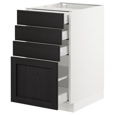 SEKTION Base cabinet with 4 drawers, white Maximera/Lerhyttan black stained, 18x24x30 "