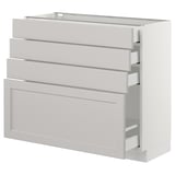 SEKTION Base cabinet with 4 drawers, white Maximera/Lerhyttan light gray, 36x15x30 "