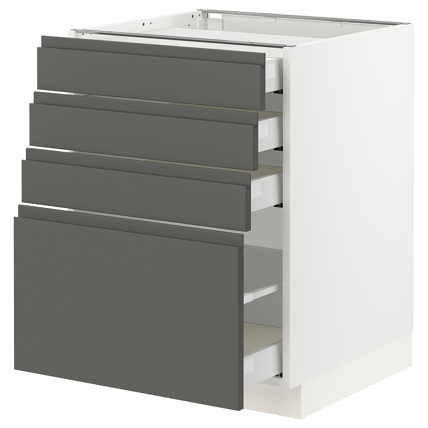 SEKTION base cabinet with 4 drawers, white Maximera/Voxtorp dark gray ...