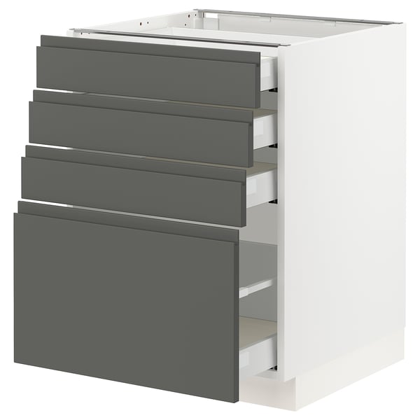 SEKTION Base cabinet with 4 drawers, white Maximera/Voxtorp dark gray, 24x24x30 "