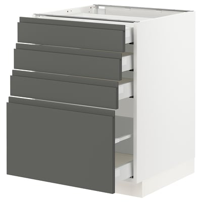 SEKTION Base cabinet with 4 drawers, white Maximera/Voxtorp dark gray, 24x24x30 "