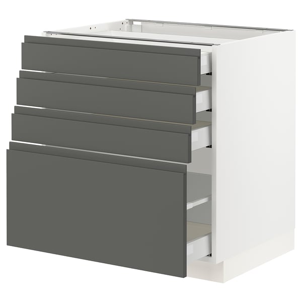 SEKTION Base cabinet with 4 drawers, white Maximera/Voxtorp dark gray, 30x24x30 "
