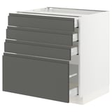 SEKTION Base cabinet with 4 drawers, white Maximera/Voxtorp dark gray, 30x24x30 "