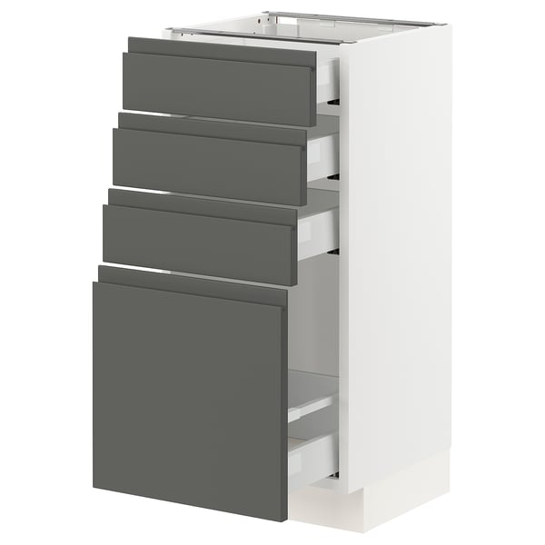 SEKTION Base cabinet with 4 drawers, white Maximera/Voxtorp dark gray, 15x15x30 "