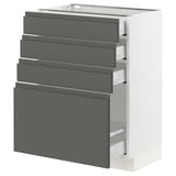 SEKTION Base cabinet with 4 drawers, white Maximera/Voxtorp dark gray, 24x15x30 "