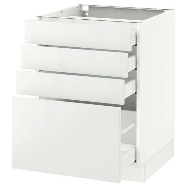 White ikea SEKTION cabinet with 3 smooth drawers.