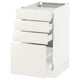 SEKTION white kitchen cabinet with four drawers; sleek, rectangular, modern design.