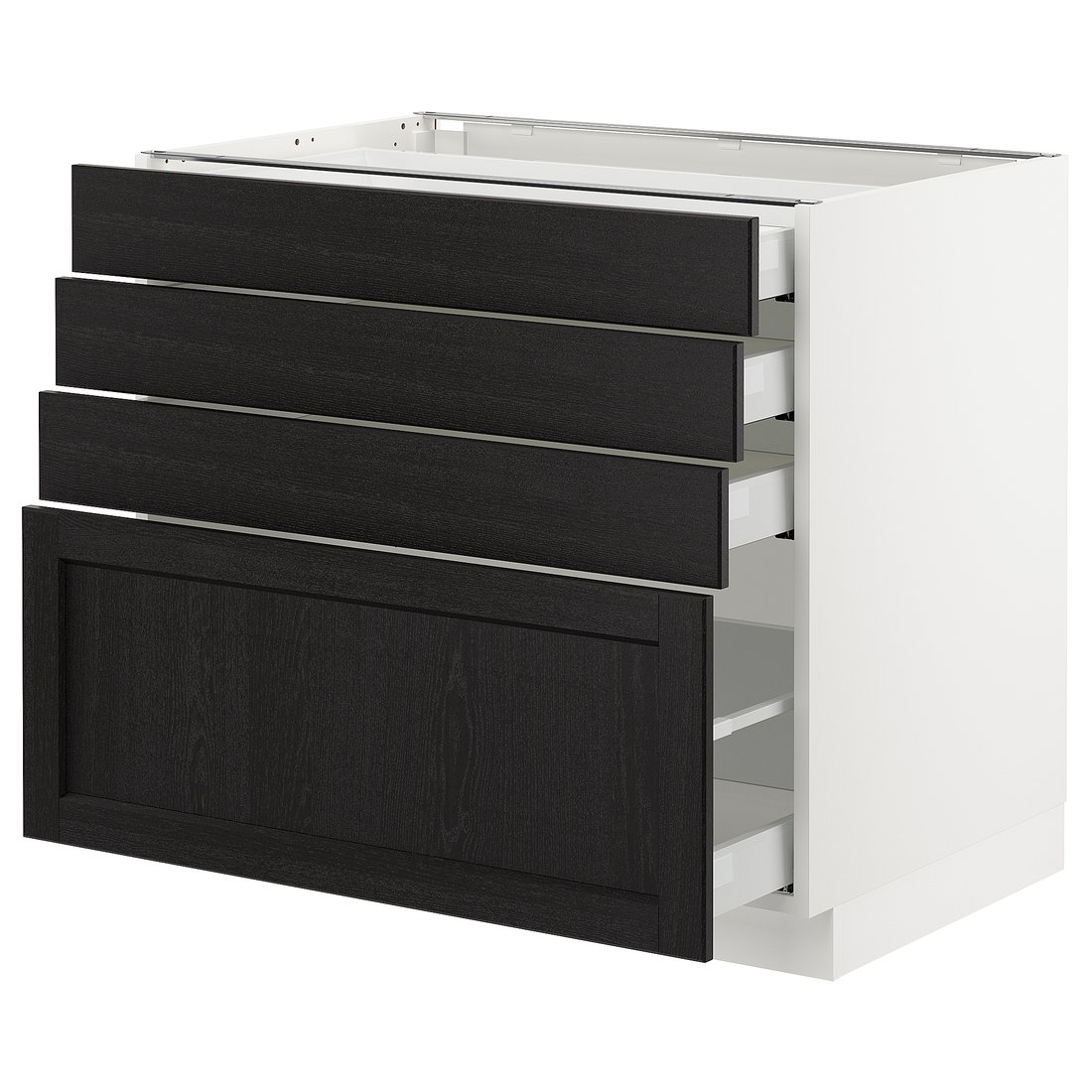 SEKTION Base with 4 drawers white Maximera, Lerhyttan black