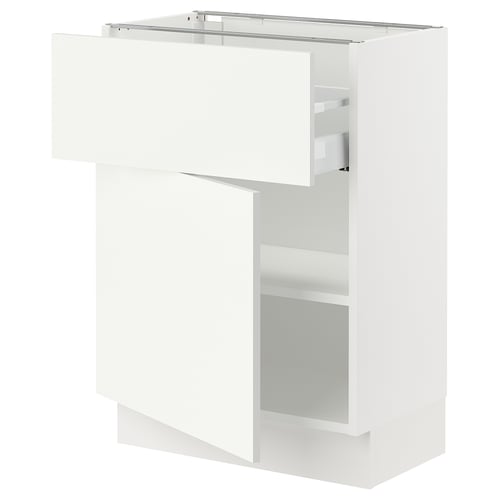 White SEKTION kitchen cabinet. Modern design with adjustable shelves, drawers, and door.