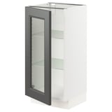 SEKTION Base cabinet with glass door, white/Axstad dark gray, 15x15x30 "