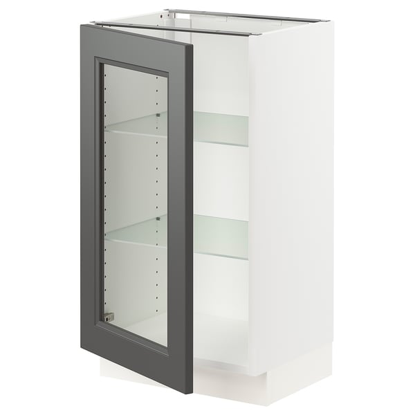 SEKTION Base cabinet with glass door, white/Axstad dark gray, 18x15x30 "