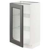 SEKTION Base cabinet with glass door, white/Axstad dark gray, 18x15x30 "