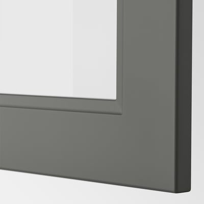 SEKTION Base cabinet with glass door, white/Axstad dark gray, 15x15x30 "