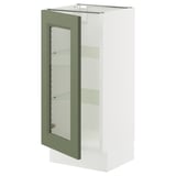 SEKTION Base cabinet with glass door, white/Axstad gray-green, 15x15x30 "