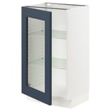 SEKTION Base cabinet with glass door, white Axstad/matte blue, 18x15x30 "