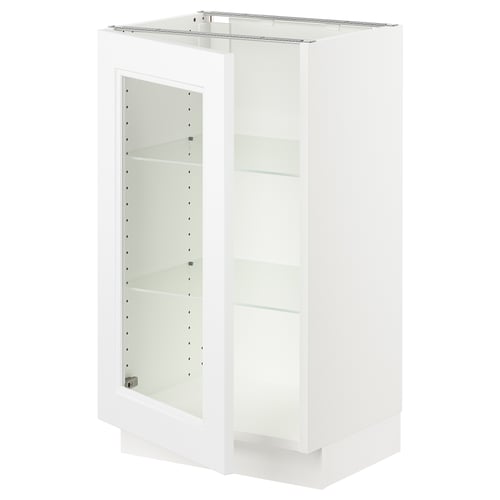 SEKTION white kitchen cabinet, glass doors, rectangular shape, modern design.